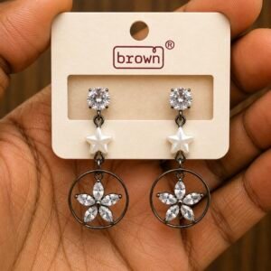 Star and Floral Crystal Drop Earrings | MRJA Vastrahara
