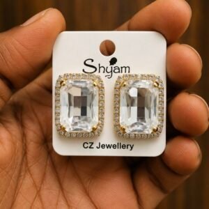 Luxury Rectangle Crystal Stud Earrings | MRJA Vastrahara