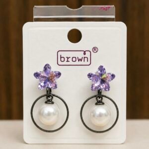 Purple Star Crystal Pearl Drop Earrings | MRJA Vastrahara