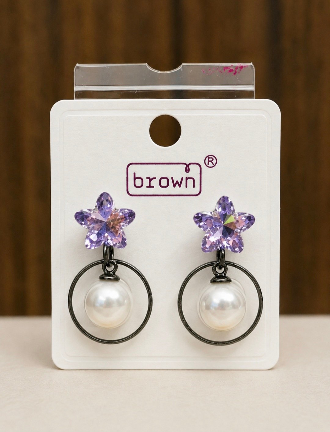 screenshot 20260803 165521 chatgpt Purple Star Crystal Pearl Drop Earrings | MRJA Vastrahara