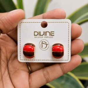 Red and Brown Glossy Stud Earrings | MRJA Vastrahara