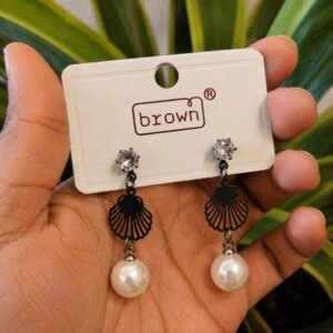 Black Shell Pearl Drop Earrings | MRJA Vastrahara