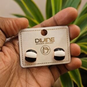 Black and White Colour Block Stud Earrings | MRJA Vastrahara