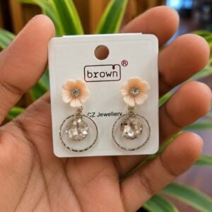 Peach Flower Crystal Hoop Earrings | MRJA Vastrahara