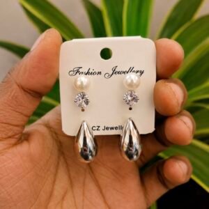 3-Piece Pearl Crystal and Silver Drop Earring Set | MRJA Vastrahara