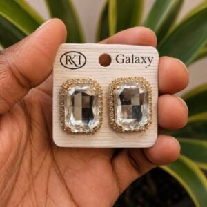 Rectangular Crystal Statement Stud Earrings | MRJA Vastrahara