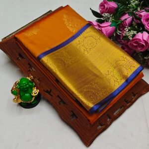 Home Orange Bridal Pattu Saree with Golden Zari Border TB19