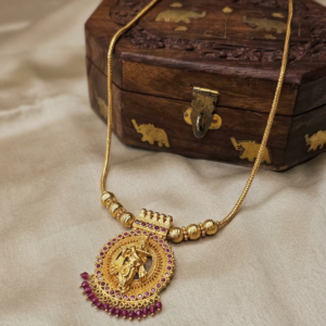 Antique Radha Krishna Ruby Pendant Necklace P361