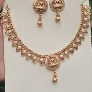 Home Antique Gold-Tone Lakshmi Temple Necklace Set with Earrings BS15B