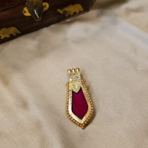P478B Green Enamel Traditional Gold Tone Pendant