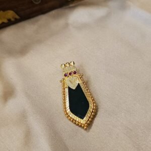 P478B Green Enamel Traditional Gold Tone Pendant