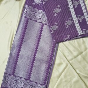 Pure Handloom Silk Cotton Saree in Royal Purple with Rich Silver Zari Pallu – MHP75