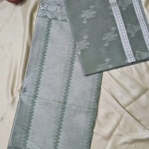 Pure Handloom Silk Cotton Saree in Sage Green with Rich Silver Zari Pallu